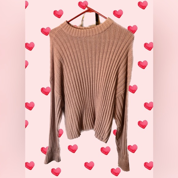 Rose Gold Ribbed Sweater American Eagle Large - Picture 1 of 4